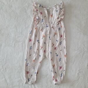 🧸2/20$ H&M Floral Ruffled Kids Jumpsuit Size 2T Baby Girl Coton